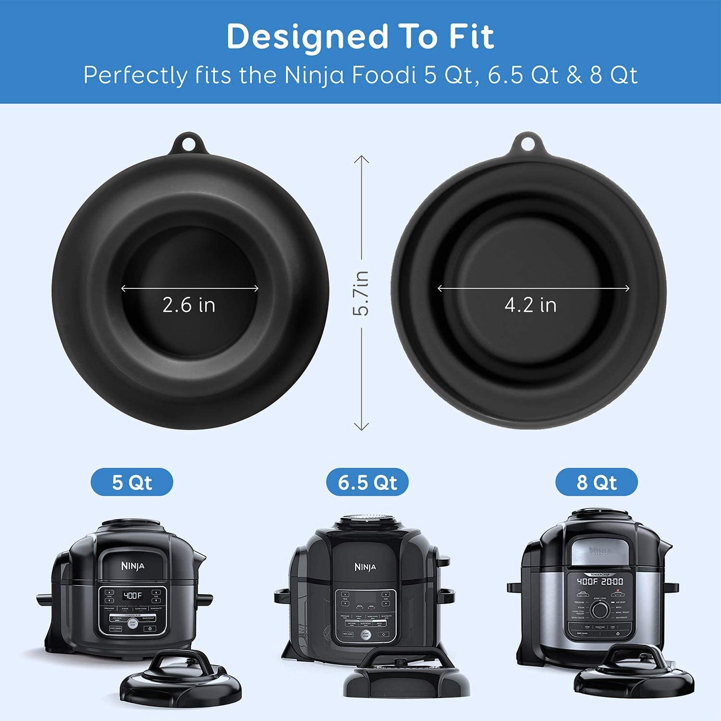 Goldlion Lid Stand Silicone Lid Holder Accessories Compatible with Ninja Foodi Pressure Cooker and Air Fryer 5 Qt, 6.5 Qt and 8 Quart, Black