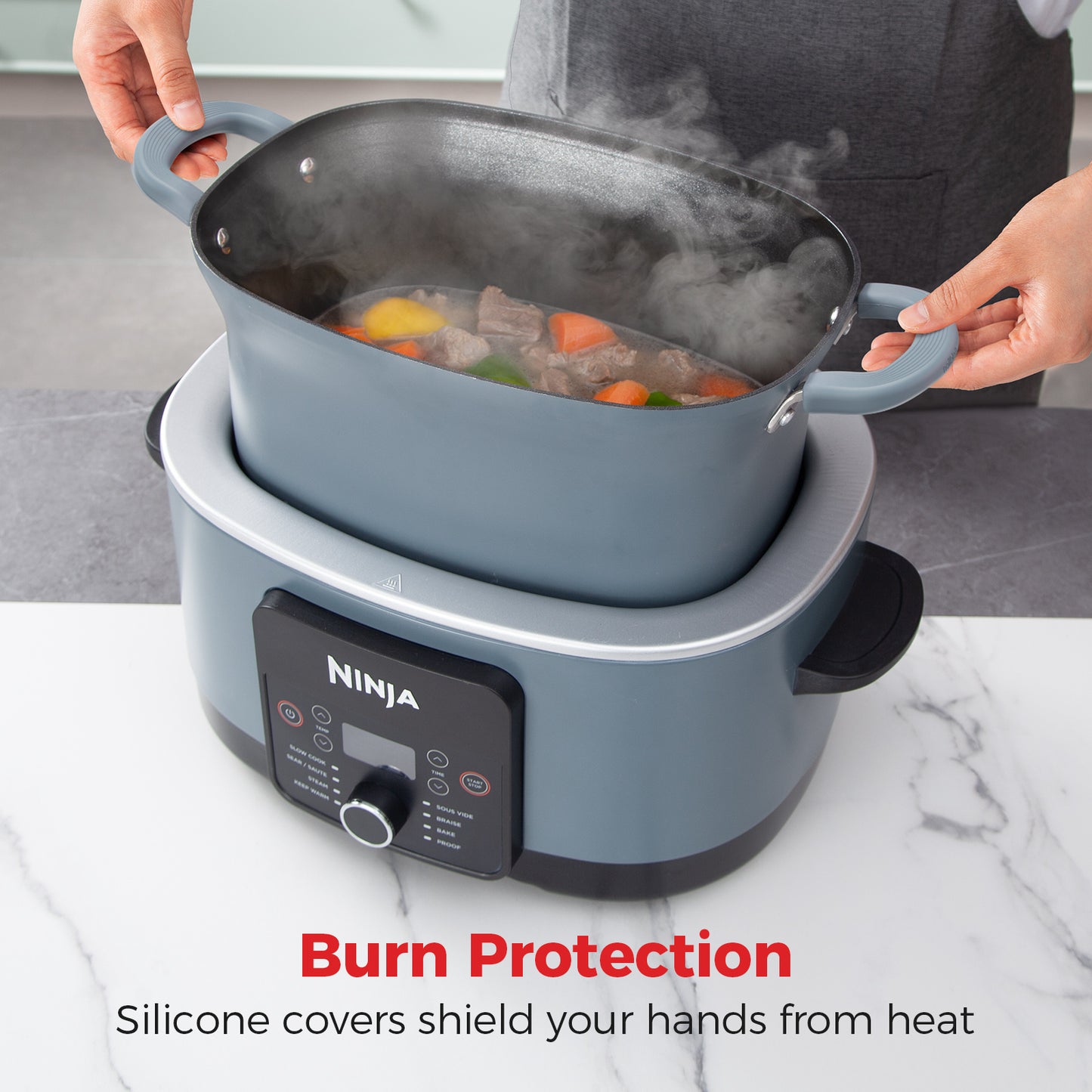 Goldlion Silicone Pot Handle Cover Compatible with Ninja Crockpot Slow Cooker - Heat-Resistant Handle Sleeve, Holder, Grip Accessories for Ninja Foodi Possiblecooker Pro, 4 Pack