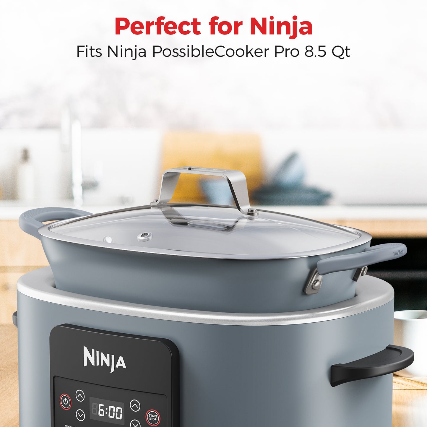 Goldlion Silicone Pot Handle Cover Compatible with Ninja Crockpot Slow Cooker - Heat-Resistant Handle Sleeve, Holder, Grip Accessories for Ninja Foodi Possiblecooker Pro, 4 Pack