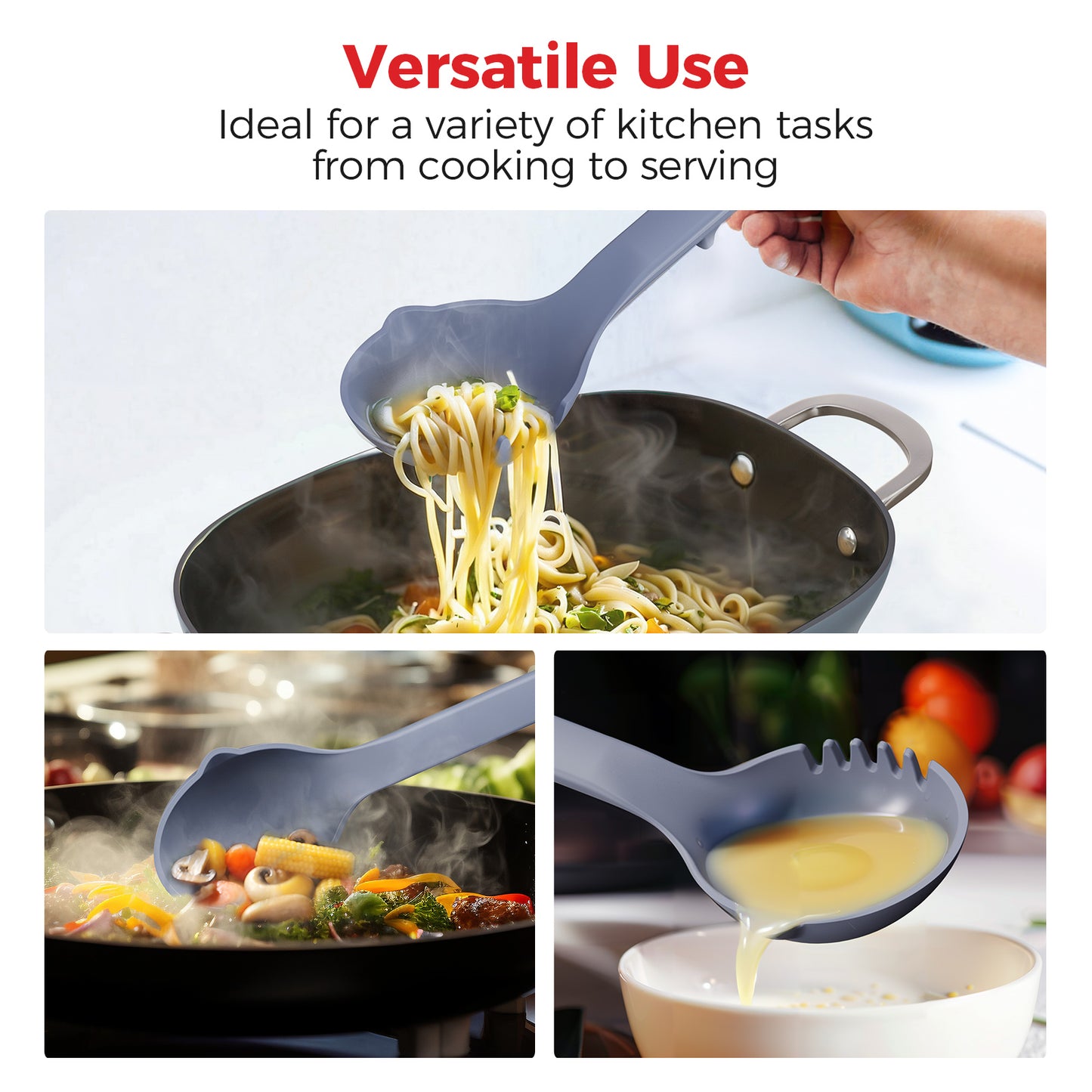 Goldlion Silicone Spoon Soup Ladle for Cooking, Mixing & Serving - Non-Stick Cookware Safe - Compatible with Ninja Crockpot Slow Cooker Foodi Possiblecooker Pro and More