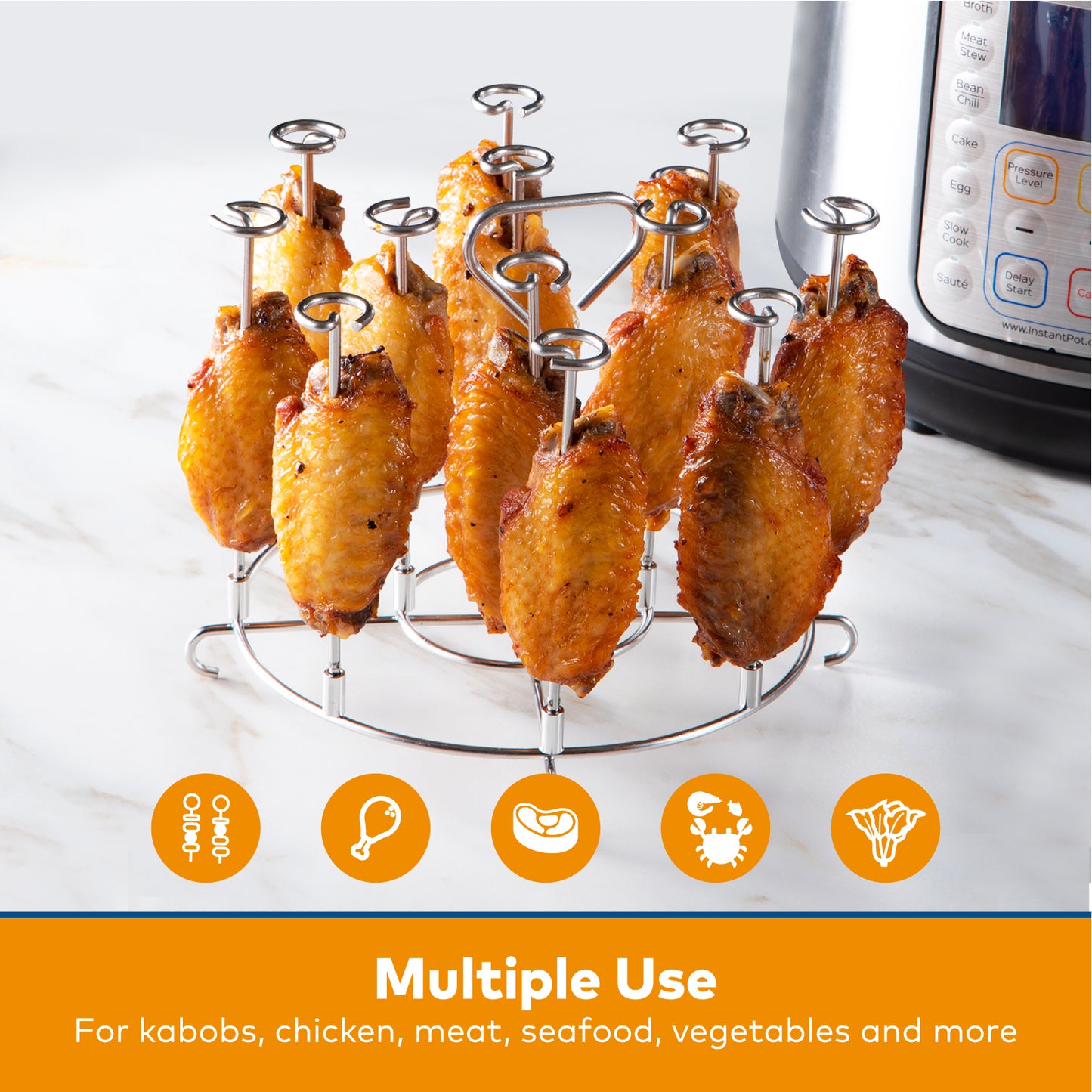 Goldlion Skewer Stand Compatible with Instant Pot 6 Quart Accessories for Air Fryer Crisp Lid